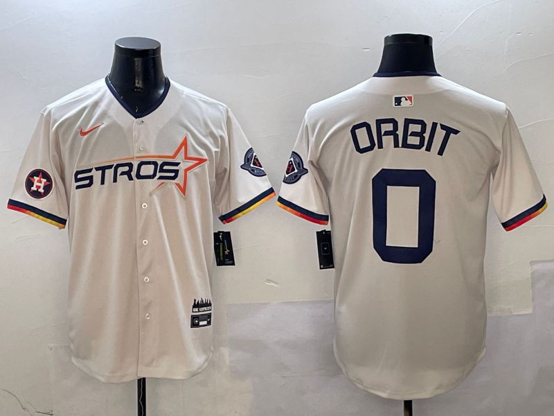 Men Houston Astros #0 Orbit Cream Three generations Joint Name 2025 Nike MLB Jersey style 9->houston astros->MLB Jersey